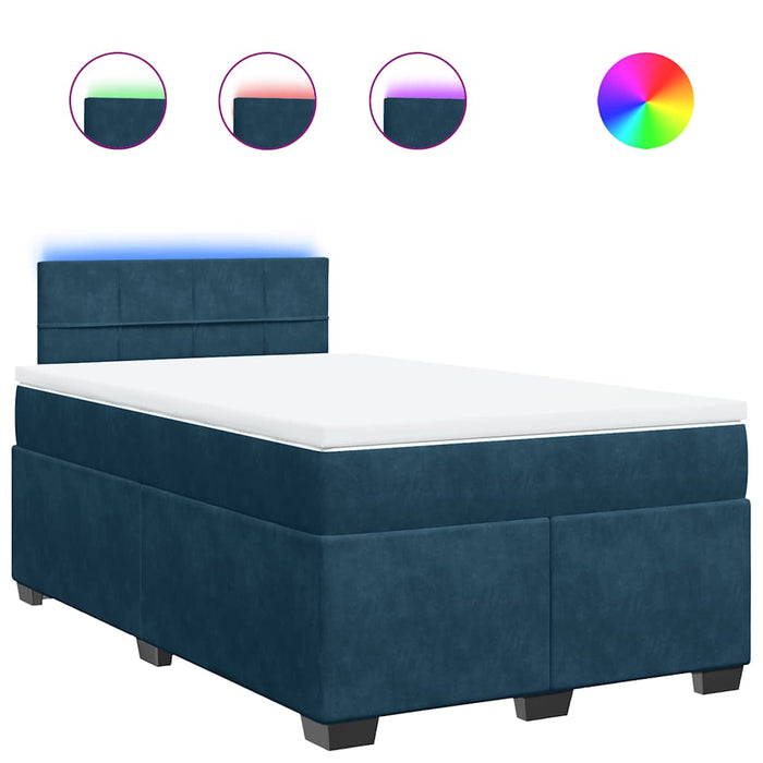 Pat box spring cu saltea, albastru, 120x200 cm, catifea - WALTI WALTI