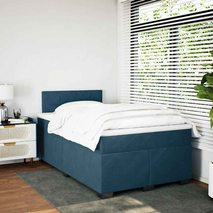 Pat box spring cu saltea, albastru, 120x200 cm, catifea - WALTI WALTI