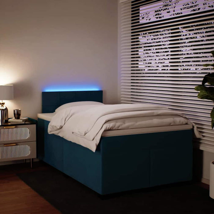 Pat box spring cu saltea, albastru, 120x200 cm, catifea - WALTI WALTI