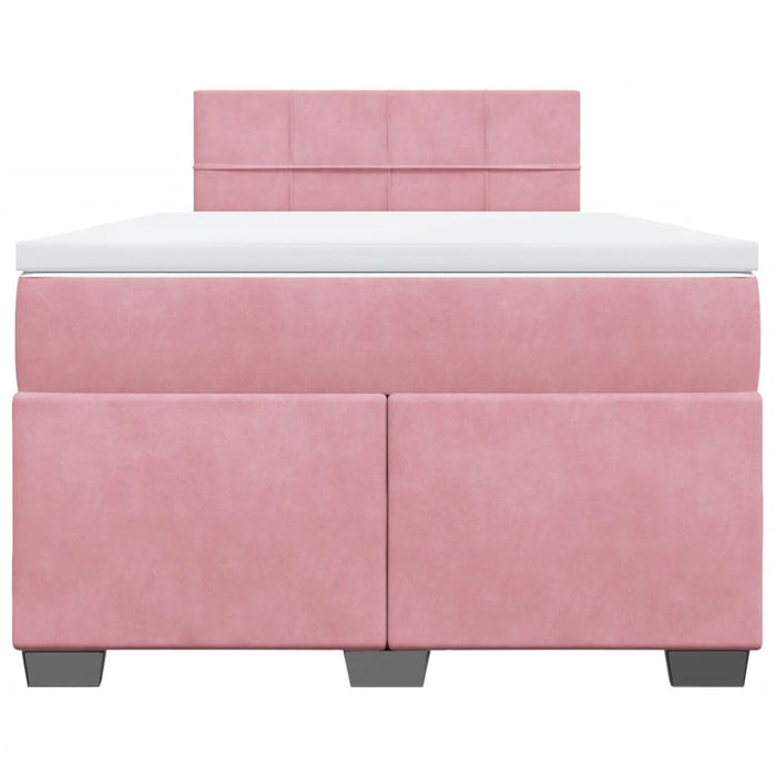 Pat box spring cu saltea, roz, 120x200 cm, catifea - WALTI WALTI