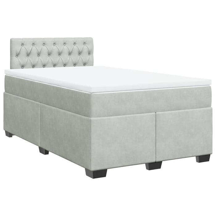 Pat continental cu saltea, gri deschis, 120x200 cm, catifea - WALTI WALTI