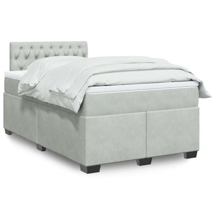 Pat continental cu saltea, gri deschis, 120x200 cm, catifea - WALTI WALTI