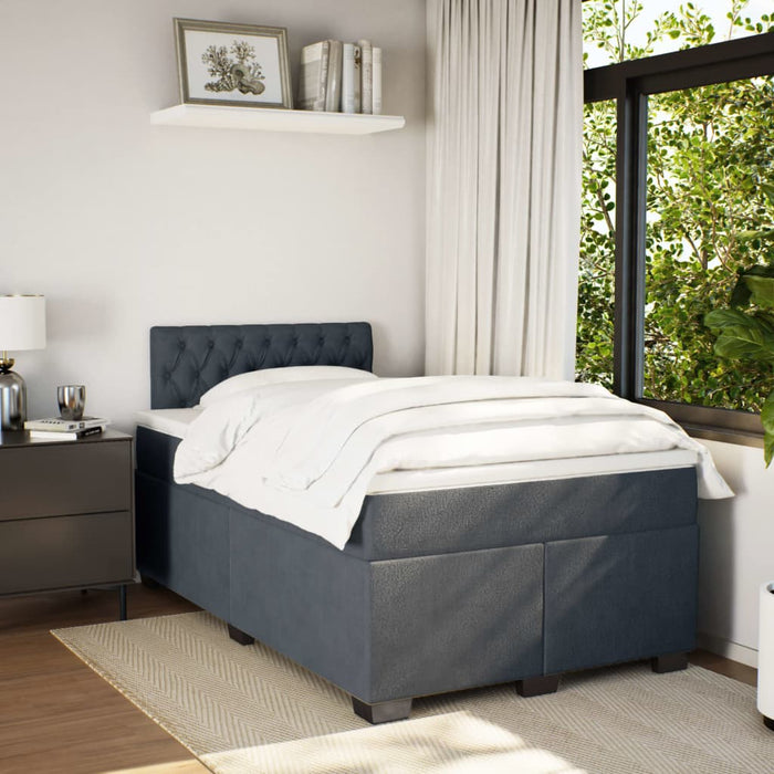 Pat box spring cu saltea, gri închis, 120x200 cm, catifea - WALTI WALTI