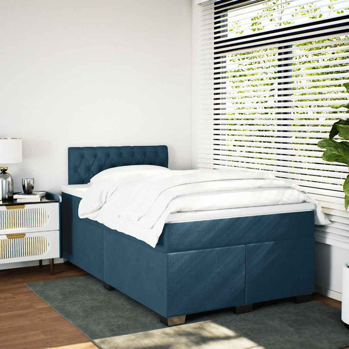 Pat box spring cu saltea, albastru, 120x200 cm, catifea - WALTI WALTI