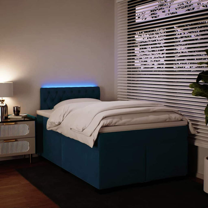 Pat box spring cu saltea, albastru, 120x200 cm, catifea - WALTI WALTI