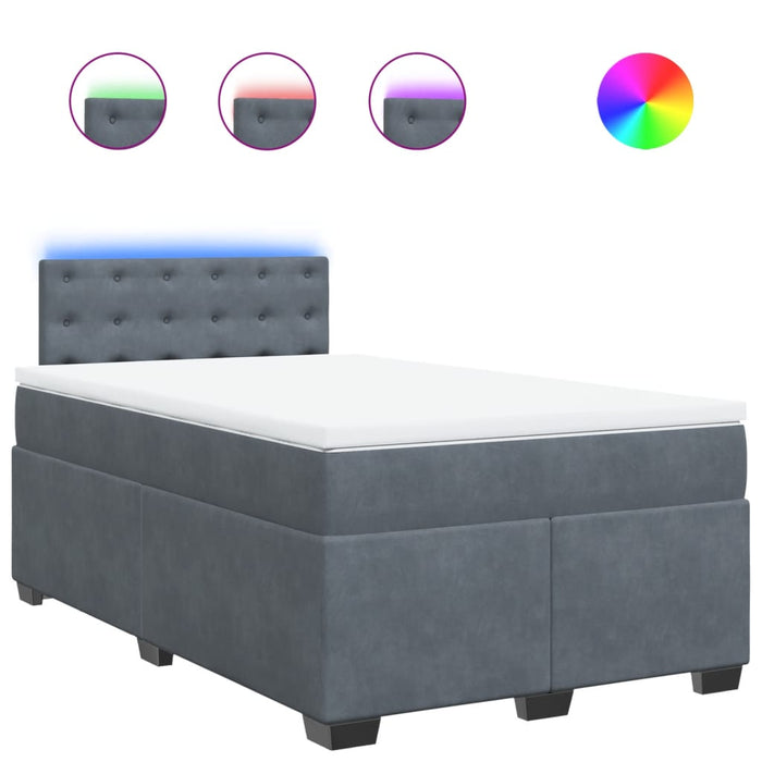 Pat box spring cu saltea, gri închis, 120x200 cm, catifea - WALTI WALTI