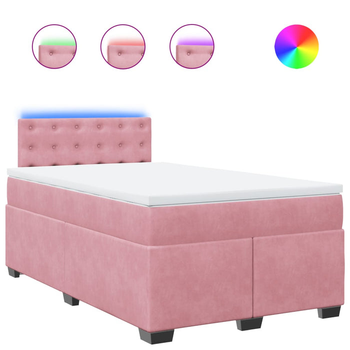 Pat box spring cu saltea, roz, 120x200 cm, catifea - WALTI WALTI
