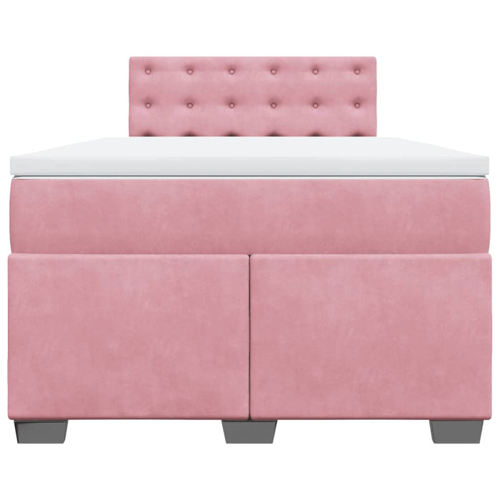Pat box spring cu saltea, roz, 120x200 cm, catifea - WALTI WALTI