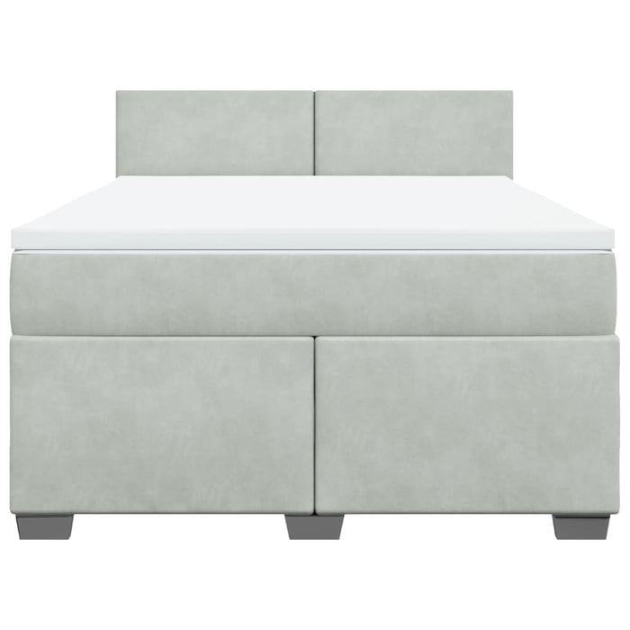 Pat box spring cu saltea, gri deschis, 140x190 cm, catifea - WALTI WALTI