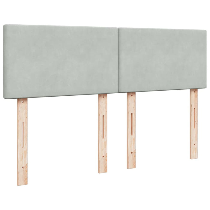 Pat box spring cu saltea, gri deschis, 140x190 cm, catifea - WALTI WALTI