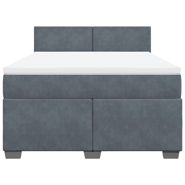 Pat box spring cu saltea, gri închis, 140x190 cm, catifea - WALTI WALTI