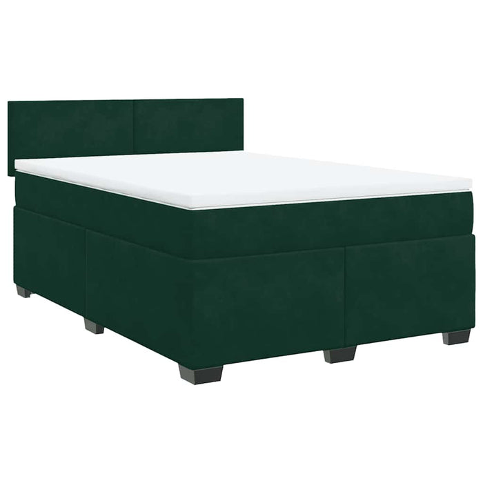 Pat box spring cu saltea, verde închis, 140x190 cm, catifea - WALTI WALTI