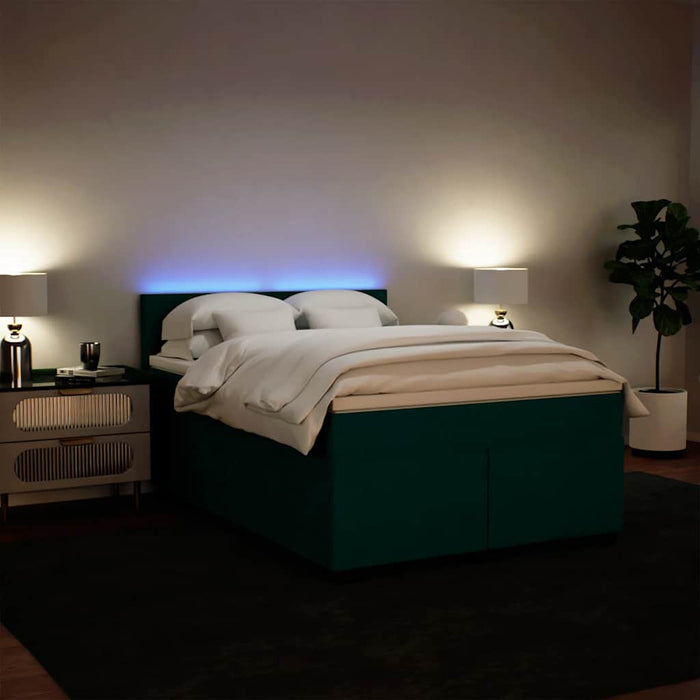 Pat box spring cu saltea, verde închis, 140x190 cm, catifea - WALTI WALTI