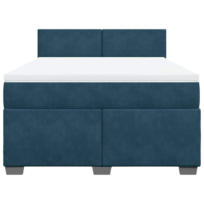 Pat box spring cu saltea, albastru, 140x190 cm, catifea - WALTI WALTI