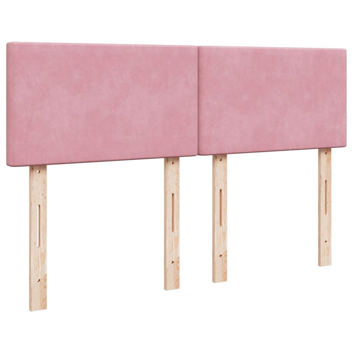 Pat box spring cu saltea, roz, 140x190 cm, catifea - WALTI WALTI