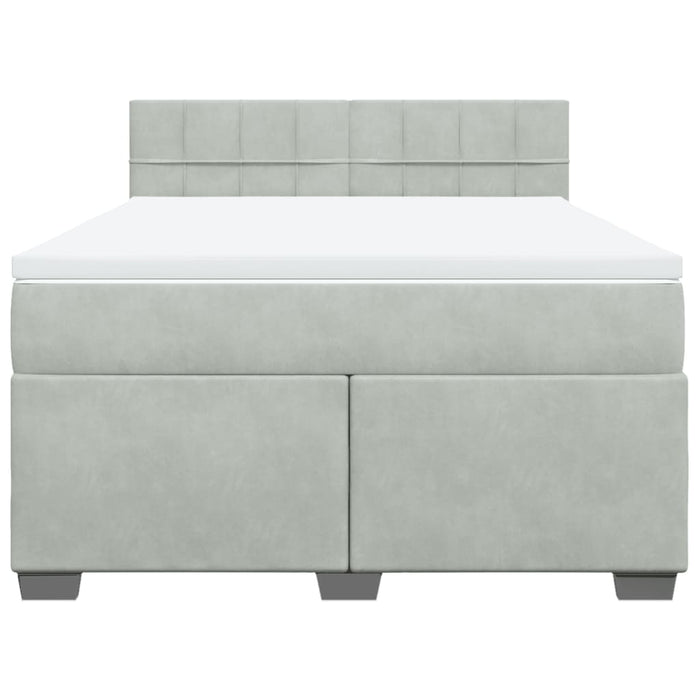 Pat box spring cu saltea, gri deschis, 140x190 cm, catifea - WALTI WALTI