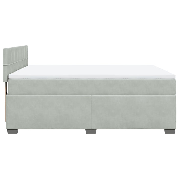 Pat box spring cu saltea, gri deschis, 140x190 cm, catifea - WALTI WALTI