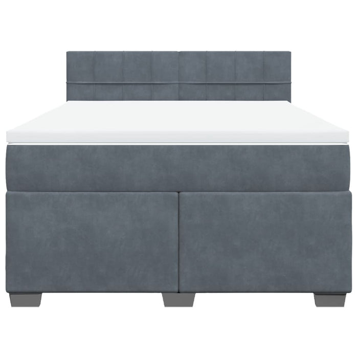 Pat box spring cu saltea, gri închis, 140x190 cm, catifea - WALTI WALTI
