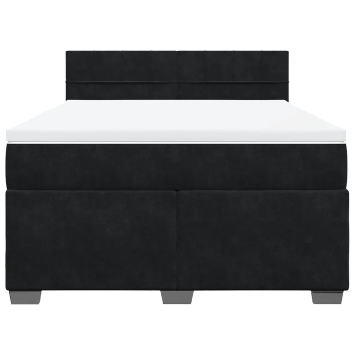 Pat box spring cu saltea, negru, 140x190 cm, catifea - WALTI WALTI