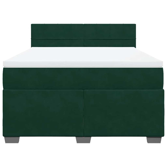 Pat box spring cu saltea, verde închis, 140x190 cm, catifea - WALTI WALTI