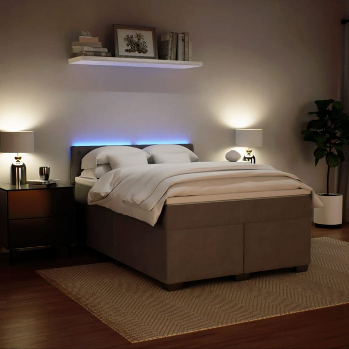 Pat box spring cu saltea, gri deschis, 140x190 cm, catifea - WALTI WALTI