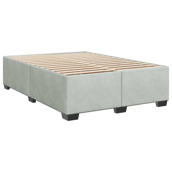 Pat box spring cu saltea, gri deschis, 140x190 cm, catifea - WALTI WALTI