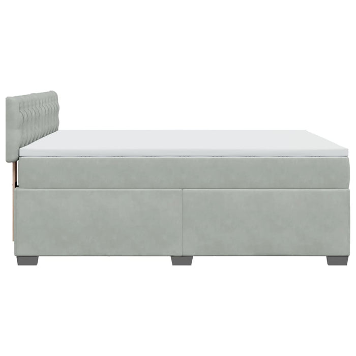 Pat box spring cu saltea, gri deschis, 140x190 cm, catifea - WALTI WALTI