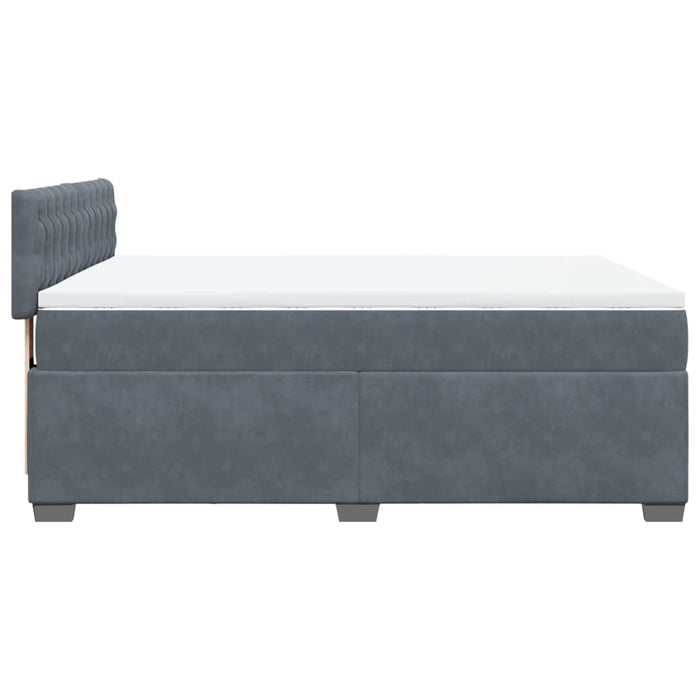 Pat box spring cu saltea, gri închis, 140x190 cm, catifea - WALTI WALTI