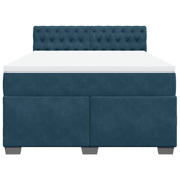 Pat box spring cu saltea, albastru, 140x190 cm, catifea - WALTI WALTI