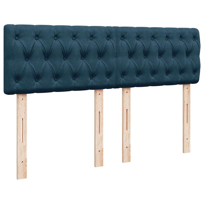 Pat box spring cu saltea, albastru, 140x190 cm, catifea - WALTI WALTI