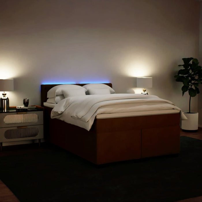 Pat box spring cu saltea, roz, 140x190 cm, catifea - WALTI WALTI