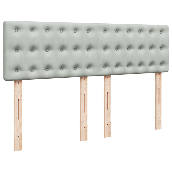 Pat box spring cu saltea, gri deschis, 140x190 cm, catifea - WALTI WALTI
