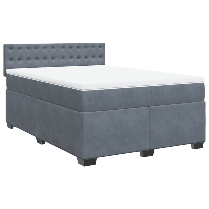 Pat box spring cu saltea, gri închis, 140x190 cm, catifea - WALTI WALTI