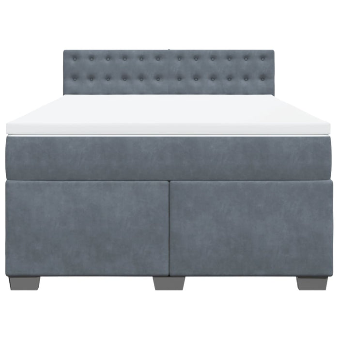 Pat box spring cu saltea, gri închis, 140x190 cm, catifea - WALTI WALTI