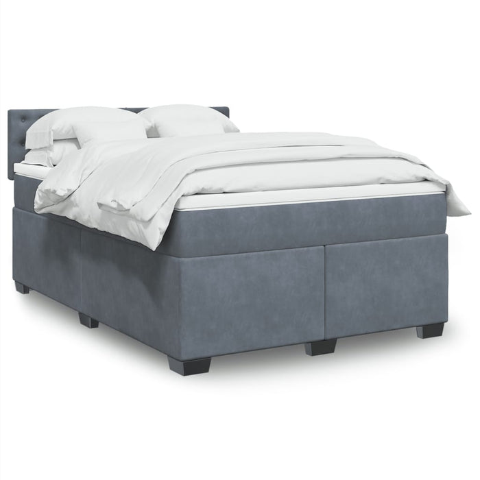 Pat box spring cu saltea, gri închis, 140x190 cm, catifea - WALTI WALTI