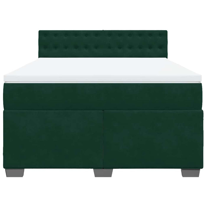 Pat box spring cu saltea, verde închis, 140x190 cm, catifea - WALTI WALTI