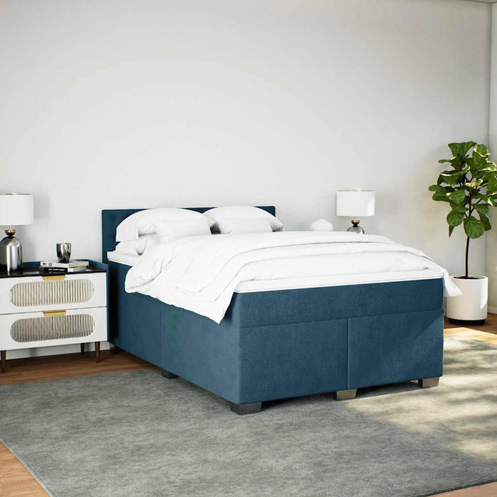 Pat box spring cu saltea, albastru, 140x190 cm, catifea - WALTI WALTI