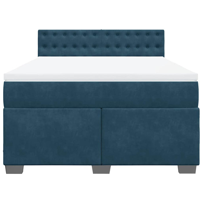 Pat box spring cu saltea, albastru, 140x190 cm, catifea - WALTI WALTI