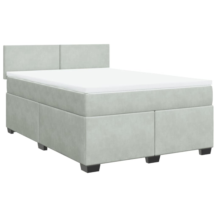 Pat box spring cu saltea, gri deschis, 140x200 cm, catifea - WALTI WALTI