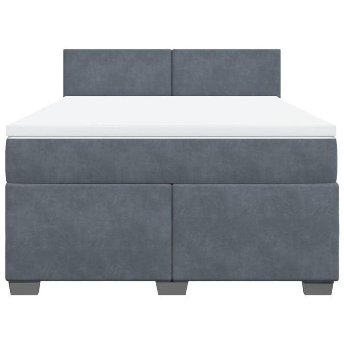 Pat box spring cu saltea, gri închis, 140x200 cm, catifea WALTI