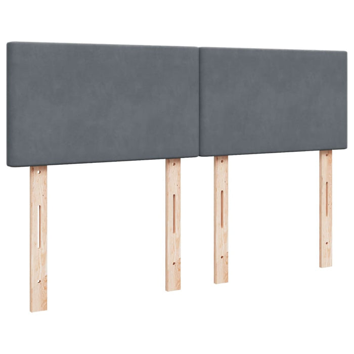 Pat box spring cu saltea, gri închis, 140x200 cm, catifea WALTI