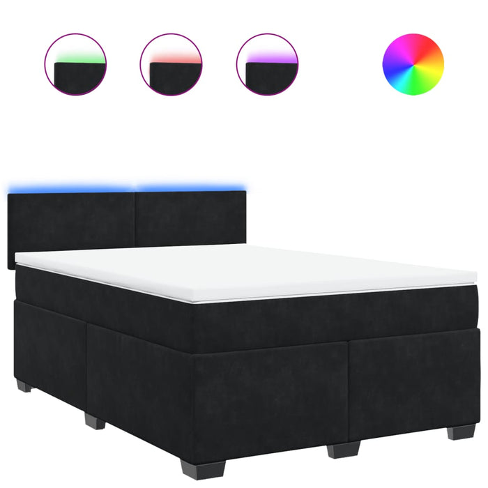 Pat box spring cu saltea, negru, 140x200 cm, catifea - WALTI WALTI