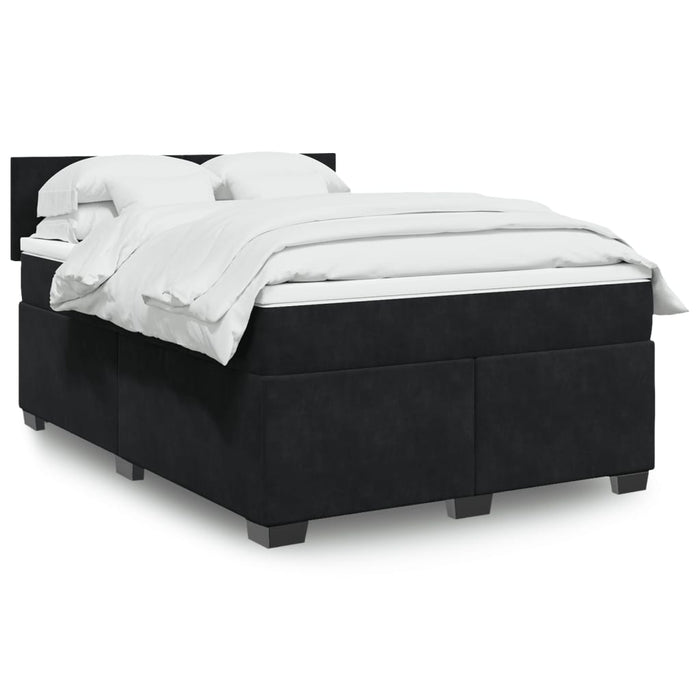 Pat box spring cu saltea, negru, 140x200 cm, catifea - WALTI WALTI