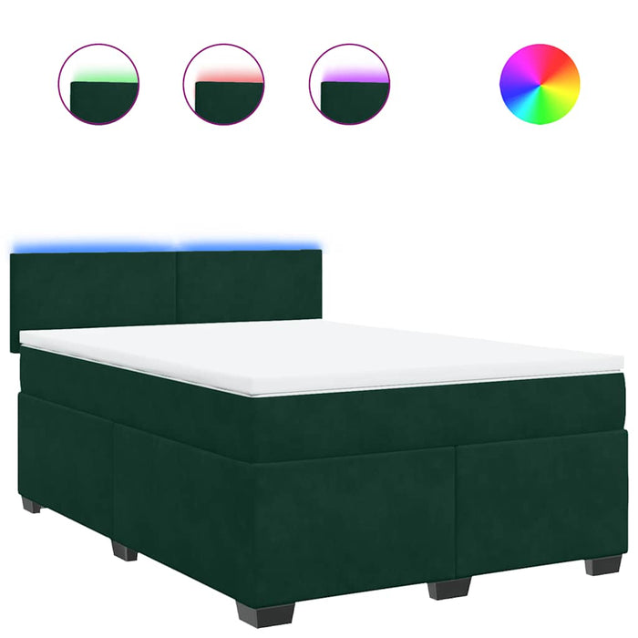 Pat box spring cu saltea, verde închis, 140x200 cm, catifea - WALTI WALTI