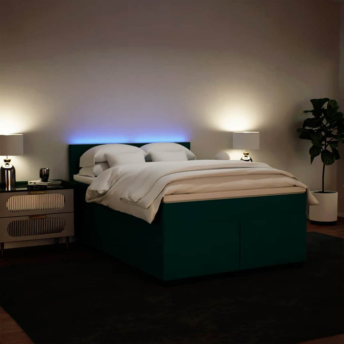 Pat box spring cu saltea, verde închis, 140x200 cm, catifea - WALTI WALTI