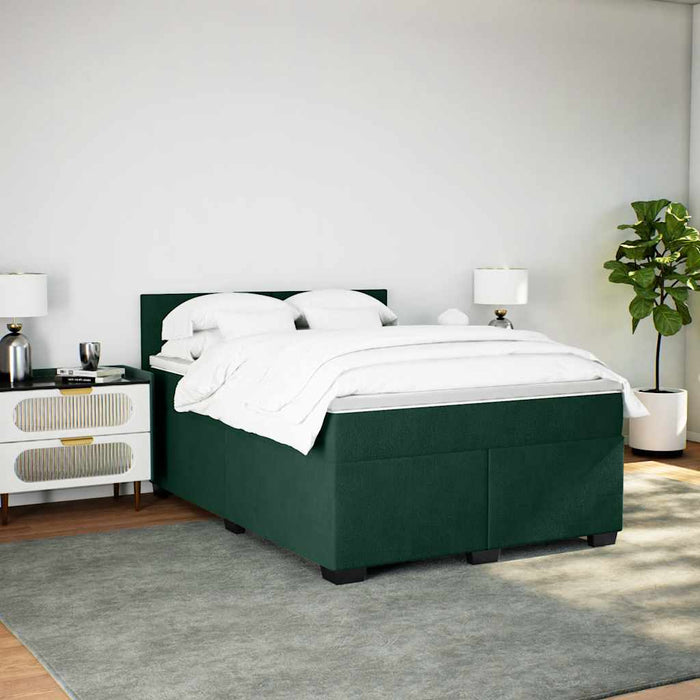 Pat box spring cu saltea, verde închis, 140x200 cm, catifea - WALTI WALTI