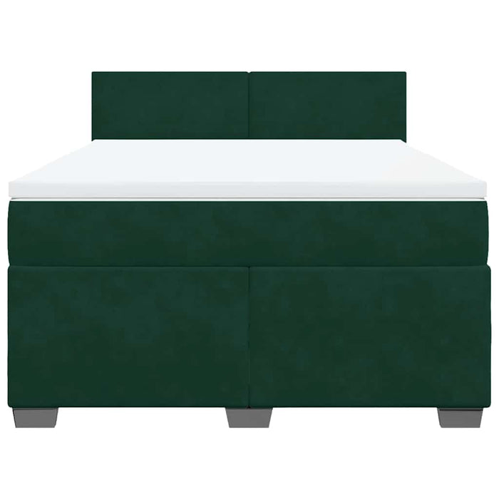 Pat box spring cu saltea, verde închis, 140x200 cm, catifea - WALTI WALTI