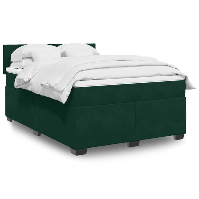 Pat box spring cu saltea, verde închis, 140x200 cm, catifea - WALTI WALTI