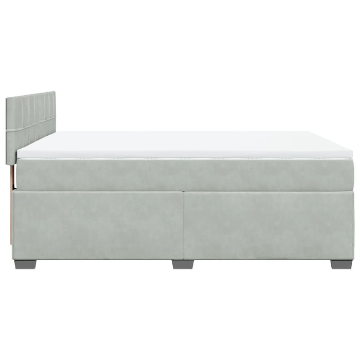 Pat box spring cu saltea, gri deschis, 140x200 cm, catifea - WALTI WALTI