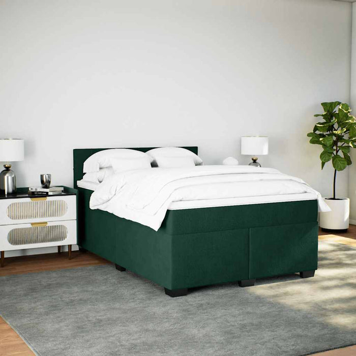 Pat box spring cu saltea, verde închis, 140x200 cm, catifea - WALTI WALTI